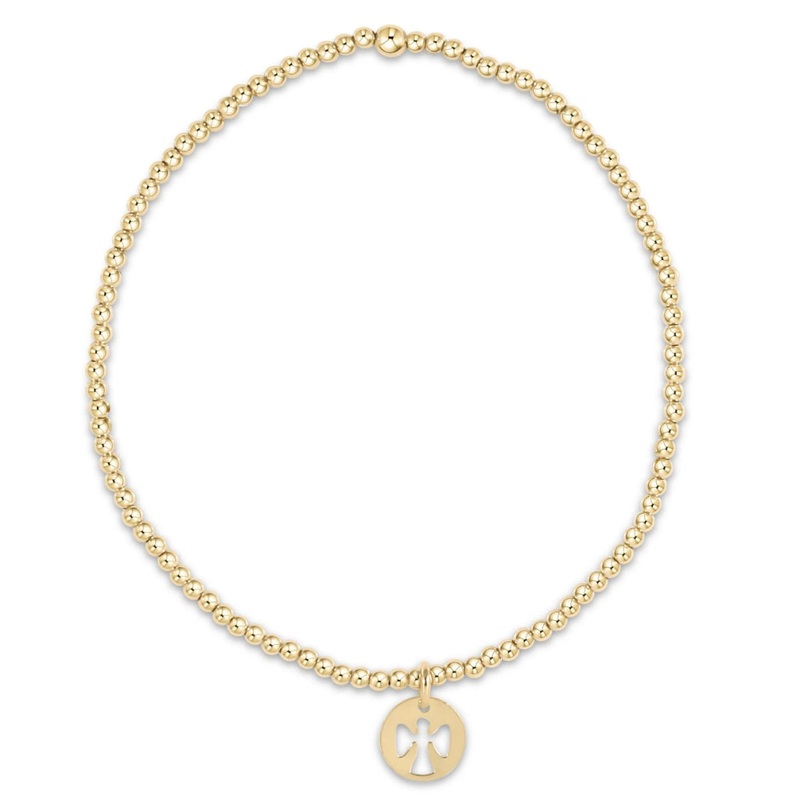 enewton 5.5" egirl Classic Gold 2mm Bead Bracelet - Guardian Angel Small Gold Disc