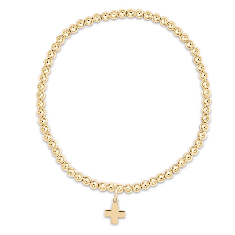 enewton 6.25" Gold 3mm Bead Bracelet - Signature Cross Gold Charm
