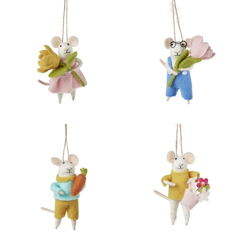 Two's Company Spring Garden Mouse Hand-Crafted Felt Ornament
