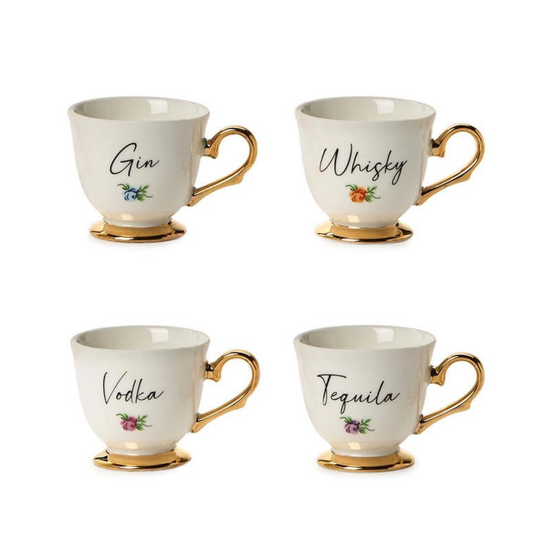 Two's Company Teacup Shot Glasses in Gift Box (Set of 4)