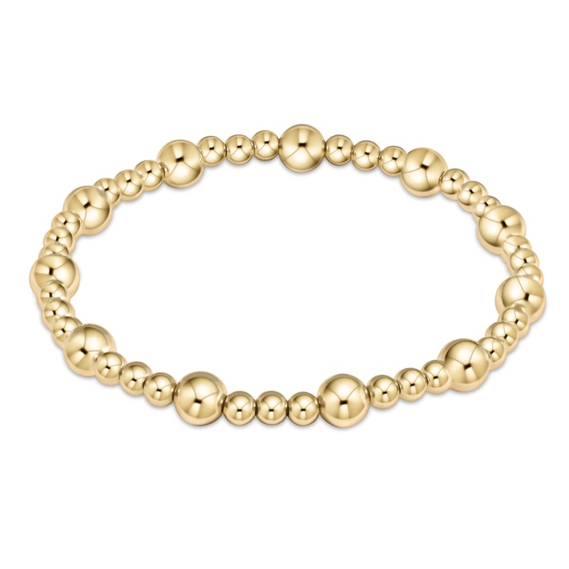 enewton 6.25" Classic Sincerity Pattern Beaded Bracelet - Gold 6mm