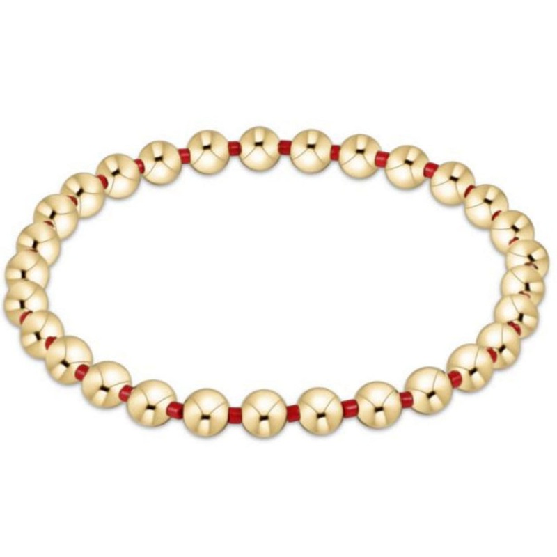 enewton 6.25" Gameday Hope Grateful 5mm Bead Bracelet - Bright Red