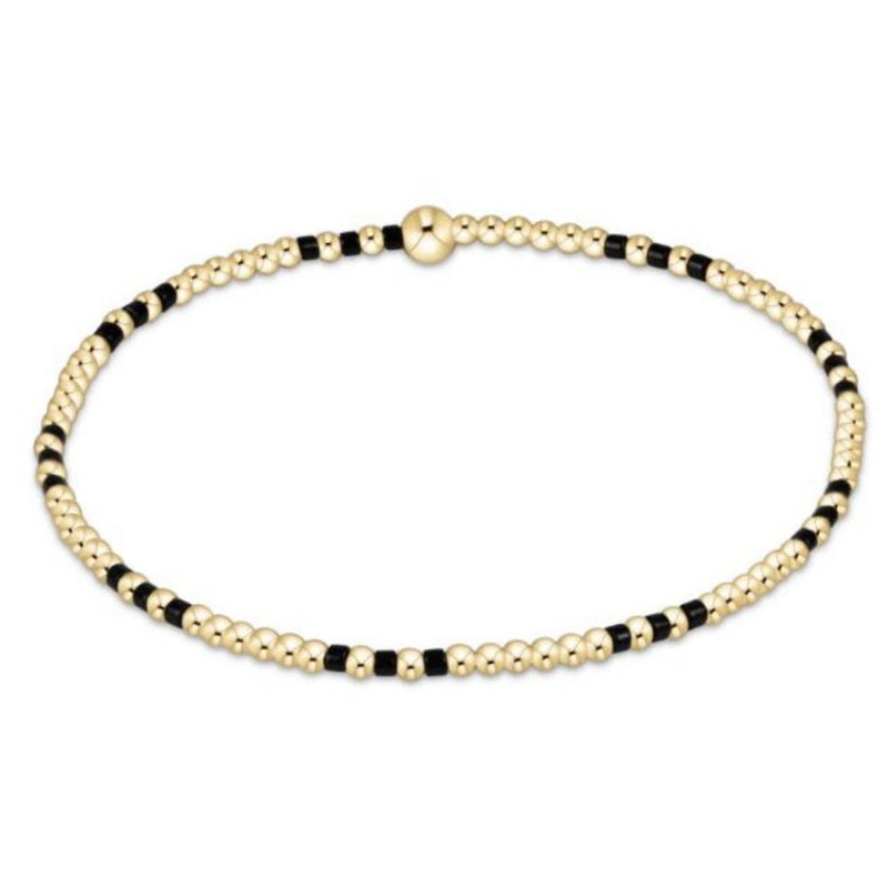 enewton 6.25" Gameday Hope Joy Pattern 2mm Bead Bracelet - Onyx