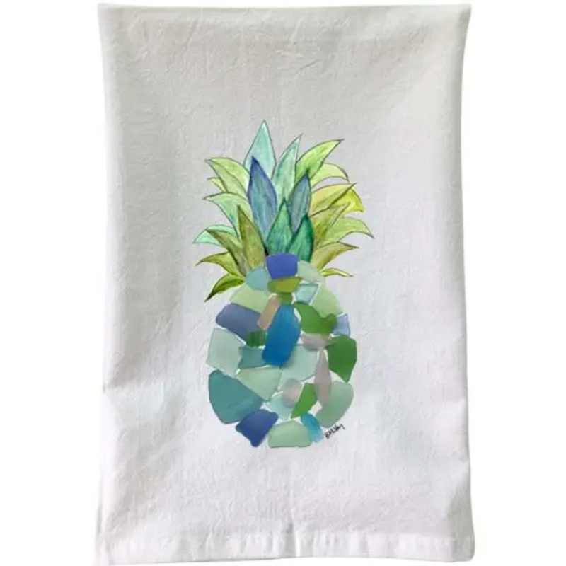 B McVan Designs Sea Glass Pineapple Flour Sack Towel