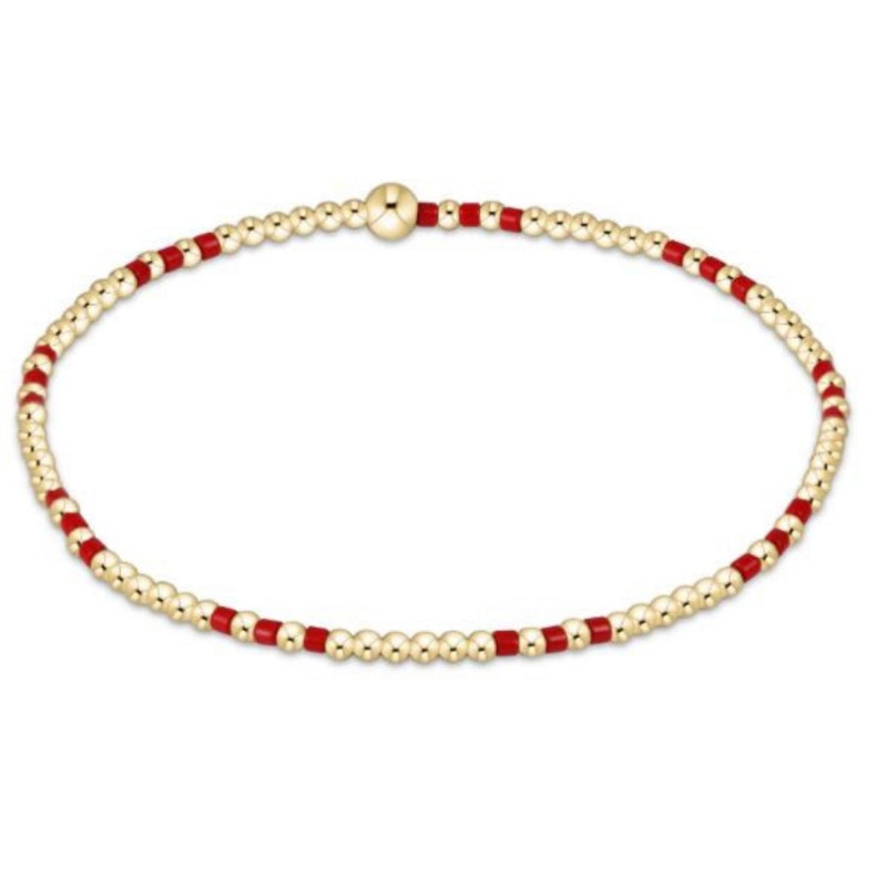 enewton 6.25" Gameday Hope Joy Pattern 2mm Bead Bracelet - Bright Red