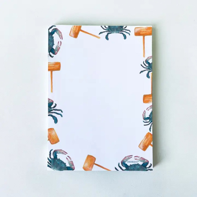 Dishique Blue Crab Themed Notepad 5"x7" 50pgs
