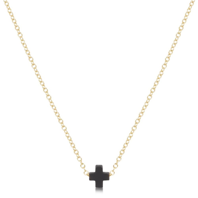 enewton 16" Necklace Gold - Signature Cross Small Charm - Charcoal