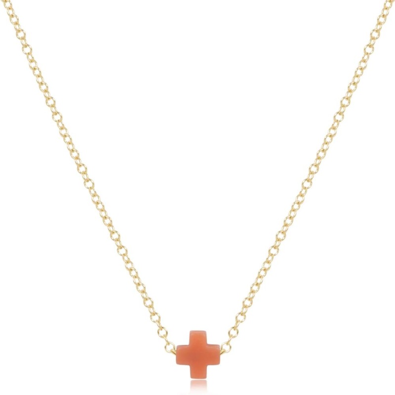 enewton 16" Necklace Gold - Signature Cross Small Charm - Coral