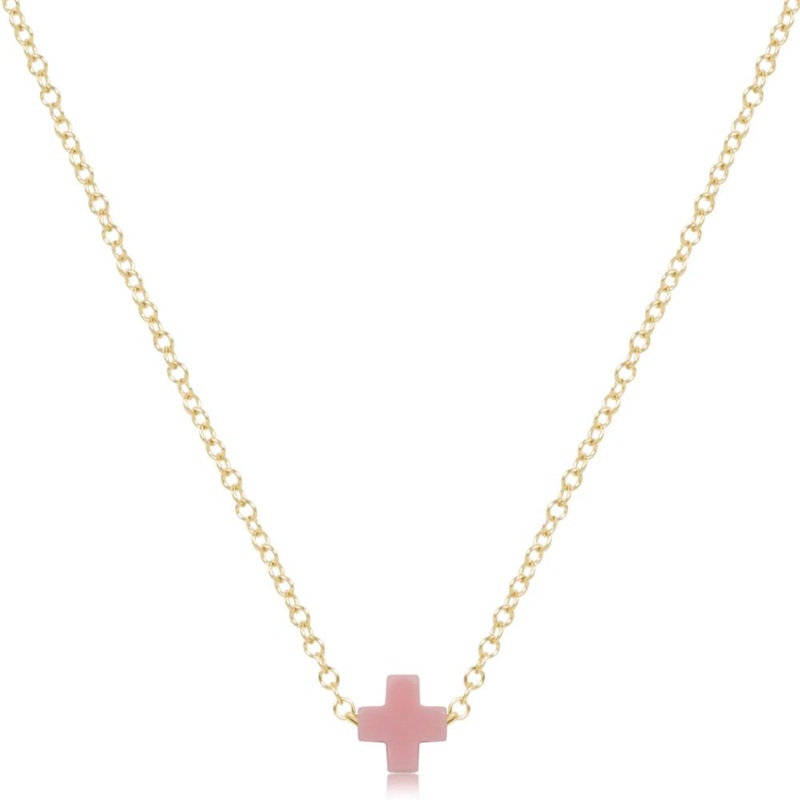 enewton 16" Necklace Gold - Signature Cross Small Charm - Pink
