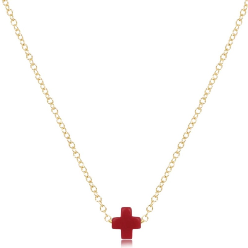 enewton 16" Necklace Gold - Signature Cross Small Charm - Red