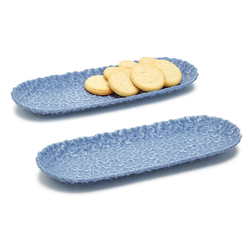Two's Company Hydrangea Cracker Dish - Set of 2