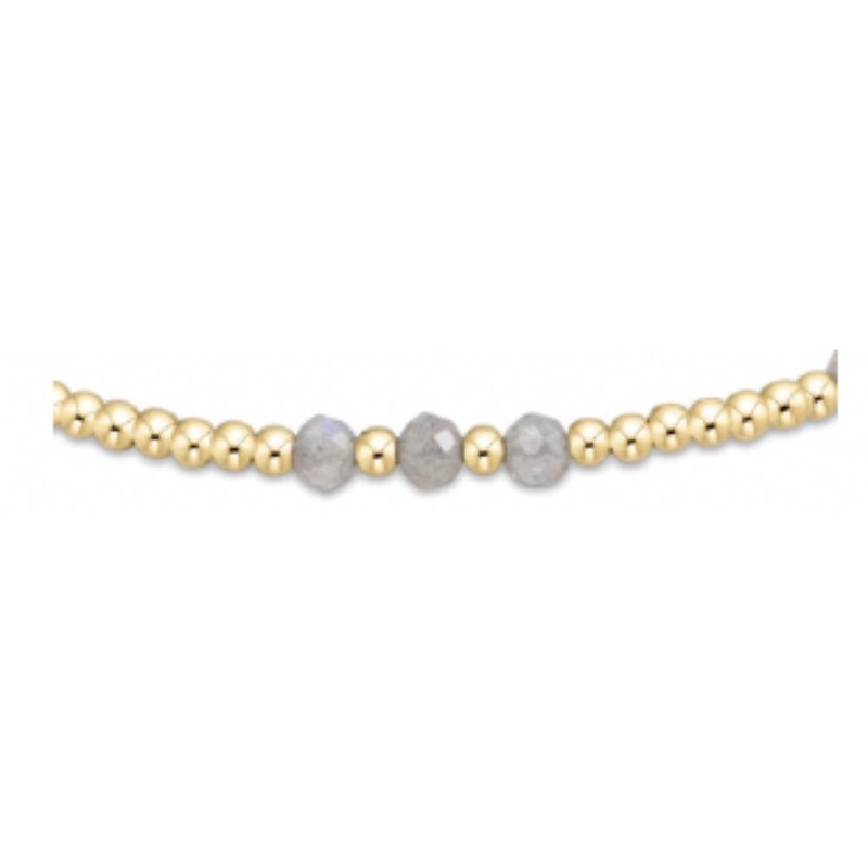 enewton 6.25" Gemstone Gold Joy Pattern 3mm Bead Bracelet - Labradorite