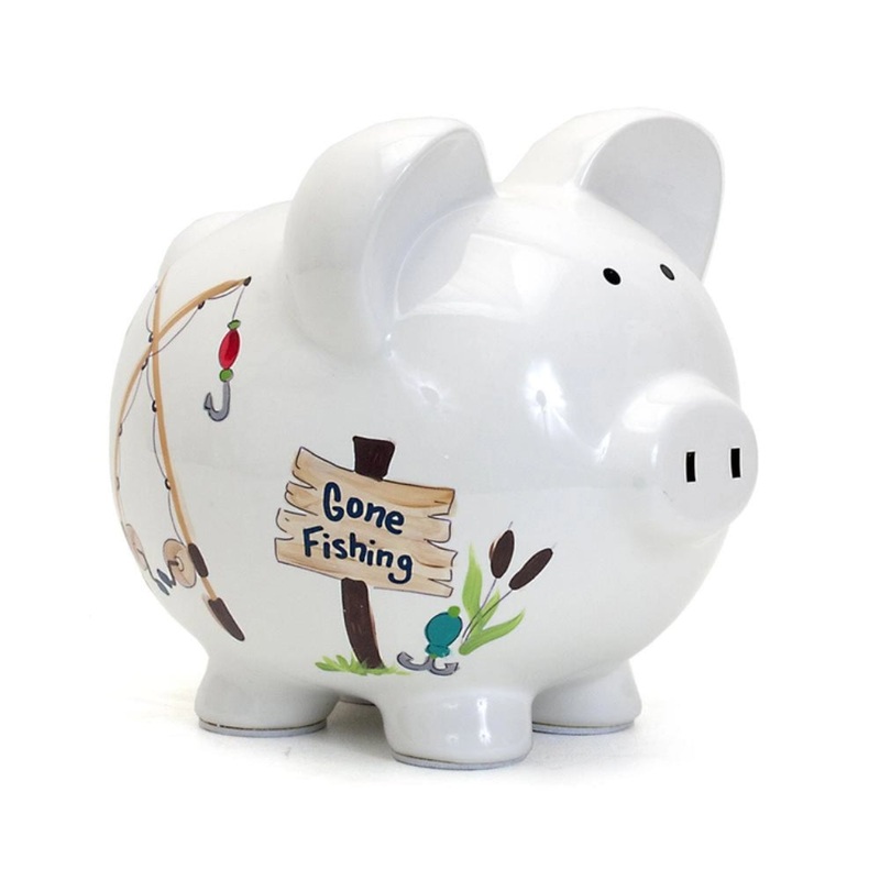 Child To Cherish Gone Fishing Piggy Bank