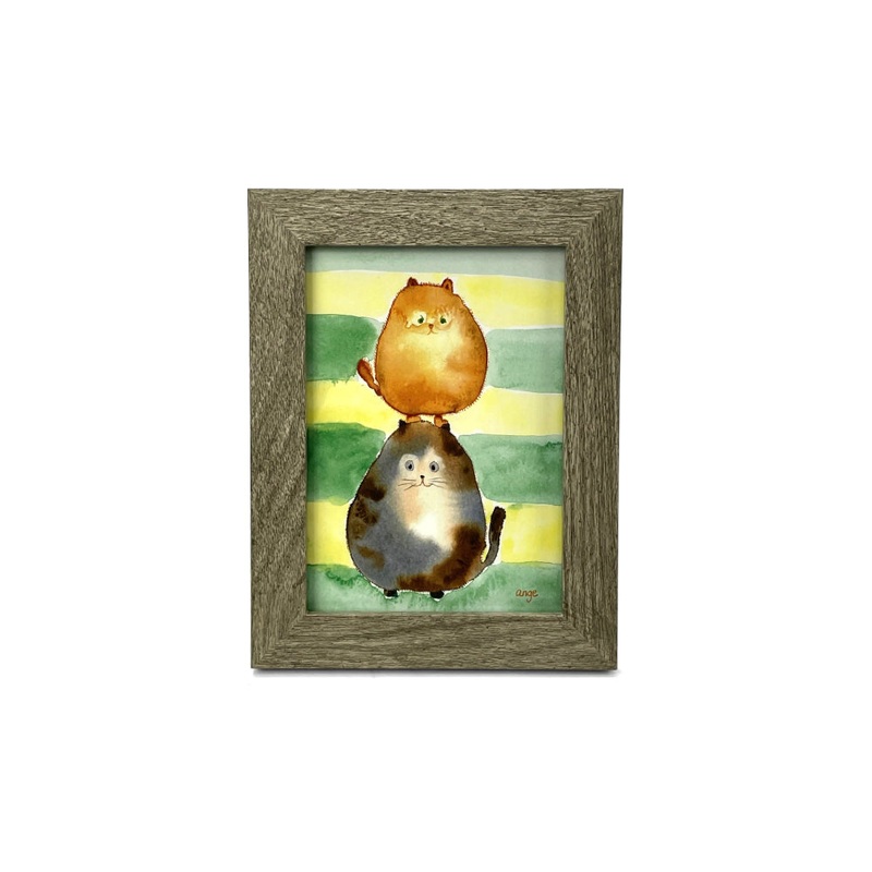 Artwork for Animals Angelica Goodwin Original 2 Cats-Ginger, Brown & Grey Watercolor Print
