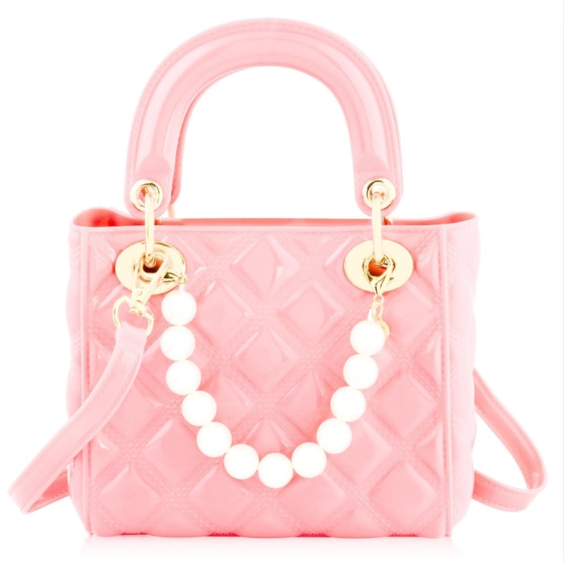 Carrying Kind Pearl Handbag - Quilted Ballet Pink with Pearls
