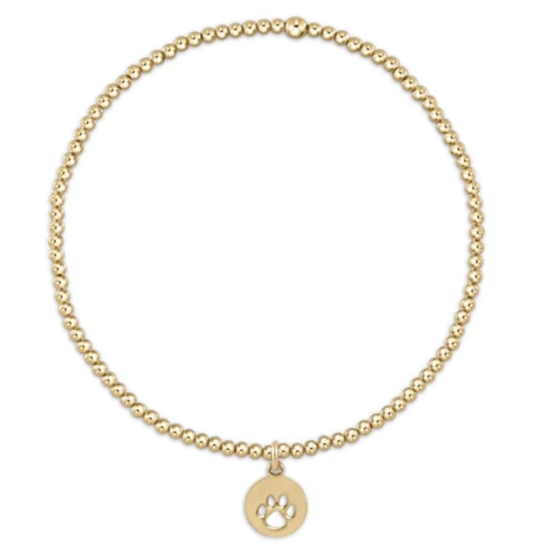 enewton 6.25" Classic Gold Bead Bracelet - Paw Print Gold Disc 2mm