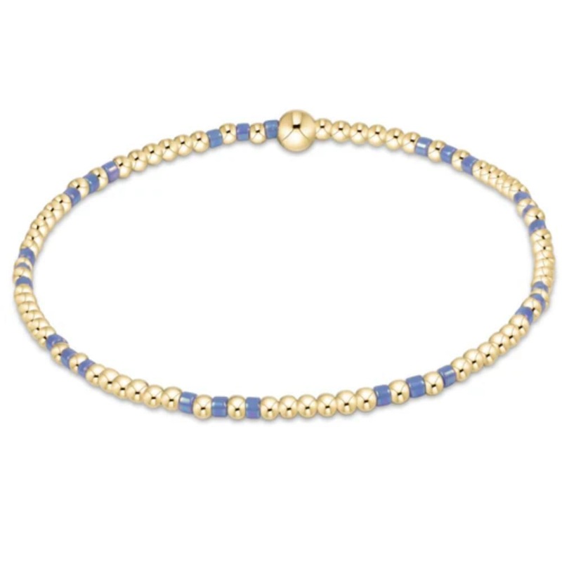 enewton 6.25" Hope Joy Pattern 2mm Bead Bracelet - Bright Blue