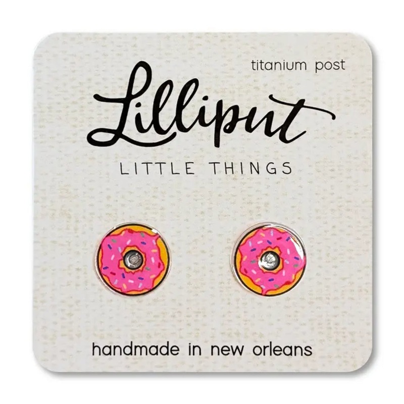Lilliput Little Things Pink Sprinkle Donut Earrings