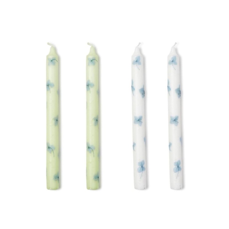 Two's Company Taper Candles with Hydrangea Decal in Gift Box