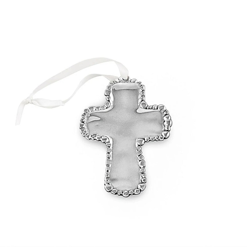 Beatriz Ball Baby Organic Pearl Cross Ornament
