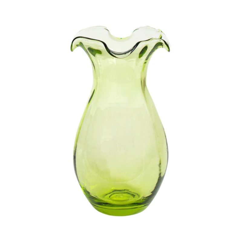 Vietri Hibiscus Green Glass Vertical Fluted Small Vase
