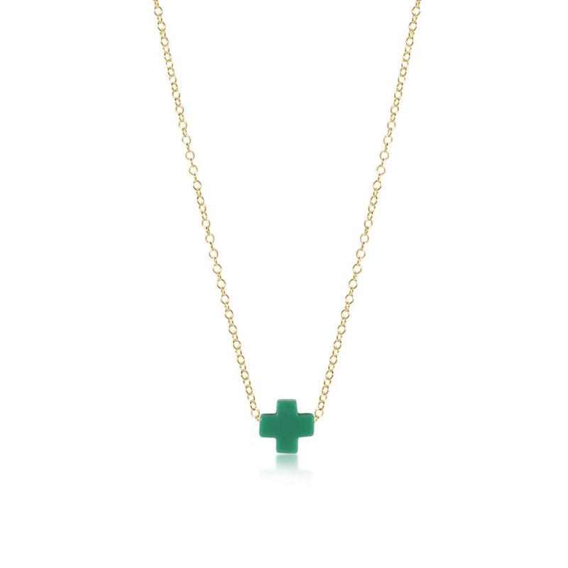 enewton 16" Necklace Gold - Signature Cross Emerald