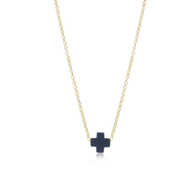 enewton 16" Necklace Gold - Signature Cross Navy
