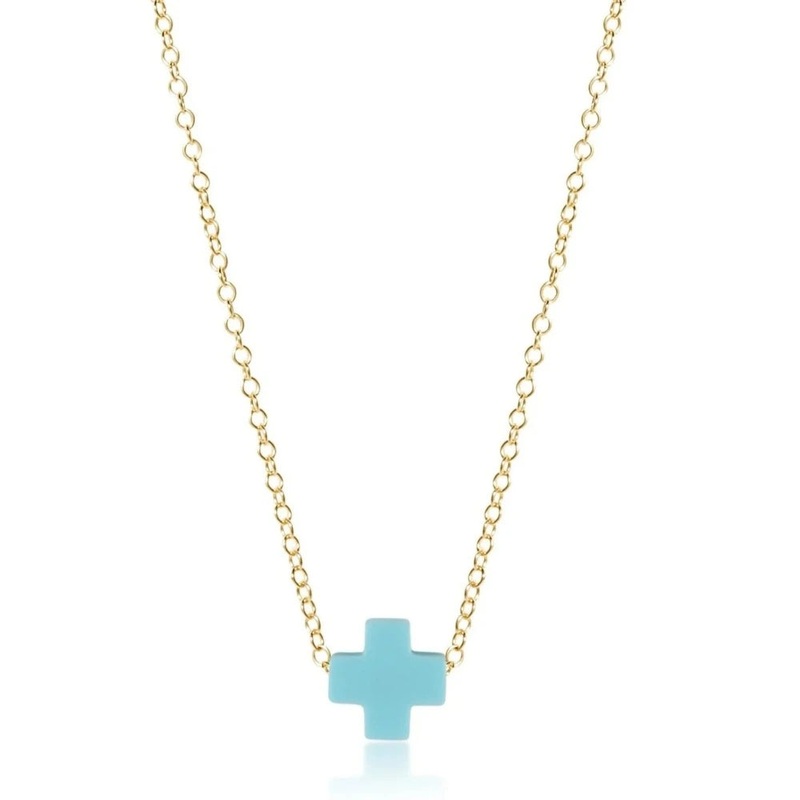 enewton 16" Necklace Gold - Signature Cross Turquoise