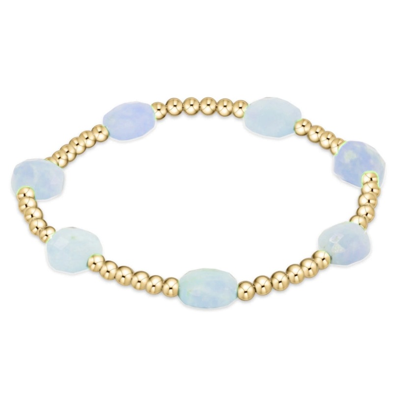 enewton 6.25" Admire Gold 3mm Bead Bracelet - Aquamarine