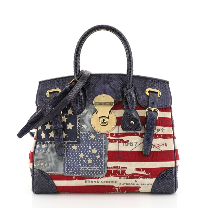 American Flag Ricky Satchel Patchwork Canvas with Python 33