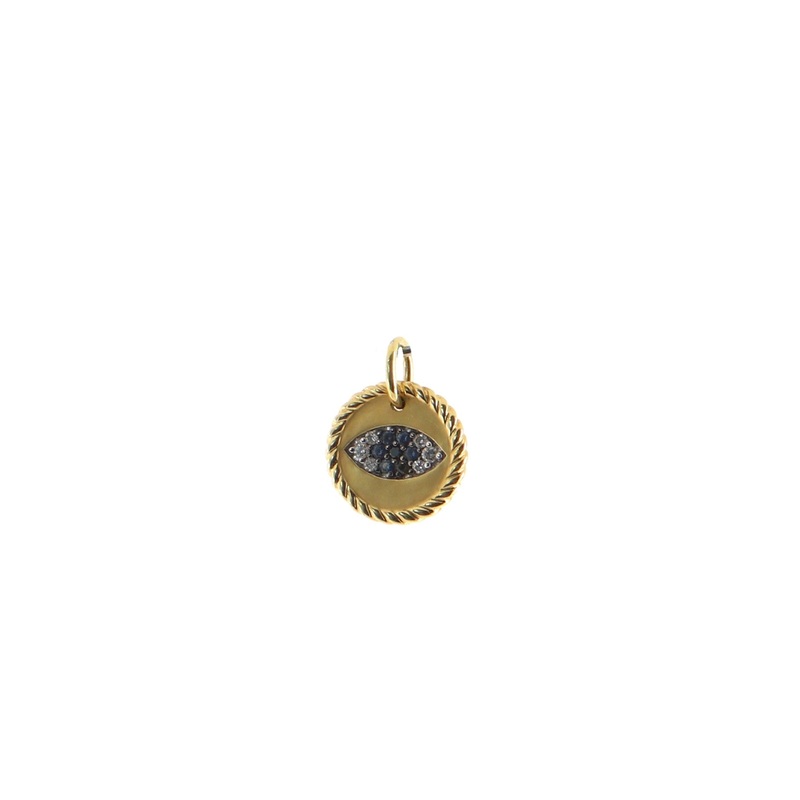 Cable Collectibles Evil Eye Pendant Pendant & Charms 18K Yellow Gold with Diamonds and Blue Sapphires