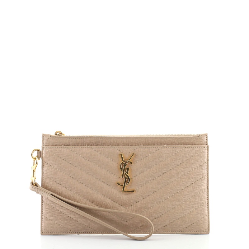 Classic Monogram Zip Bill Pouch Matelasse Chevron Leather Large S744816593622