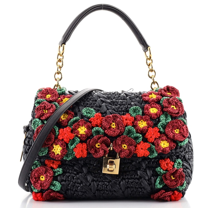 Miss Bonita Satchel Embellished Woven Straw Medium S744816607355