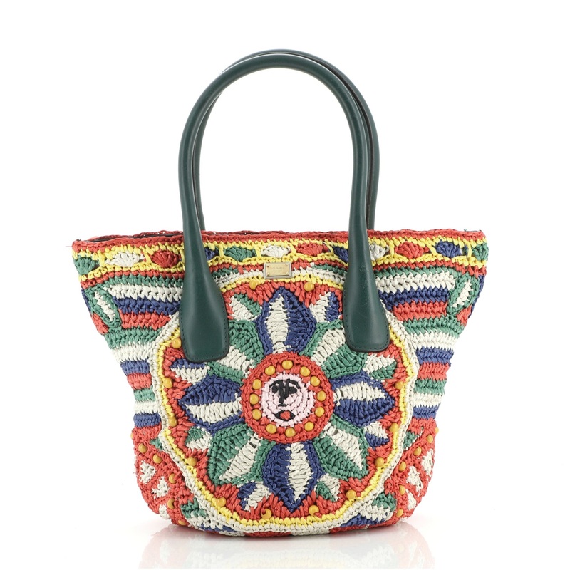 Open Tote Embellished Raffia
