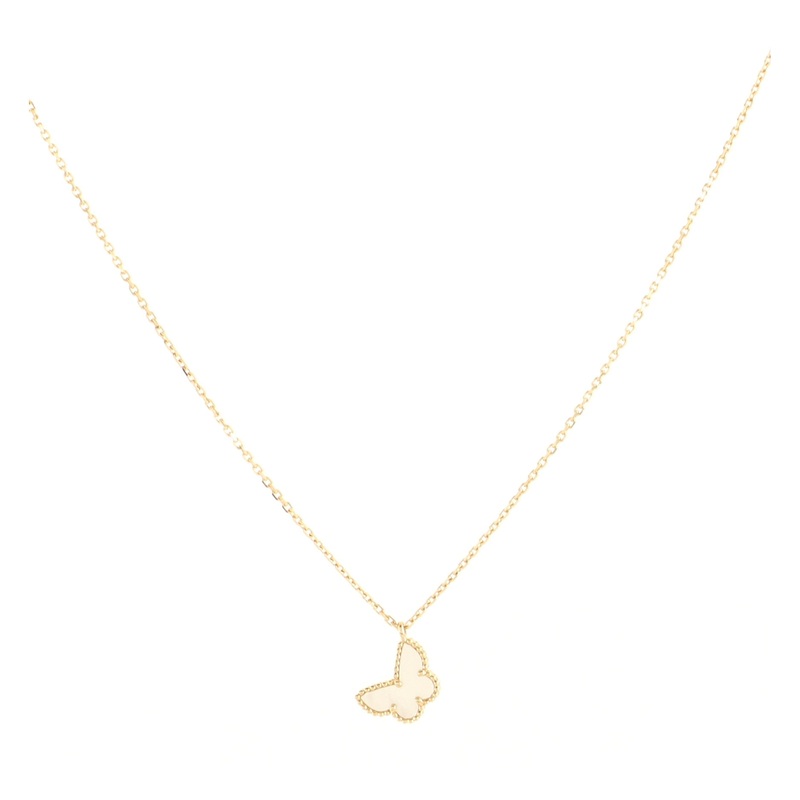 Sweet Alhambra Butterfly Pendant Necklace 18K Yellow Gold and Mother of Pearl S744816611518