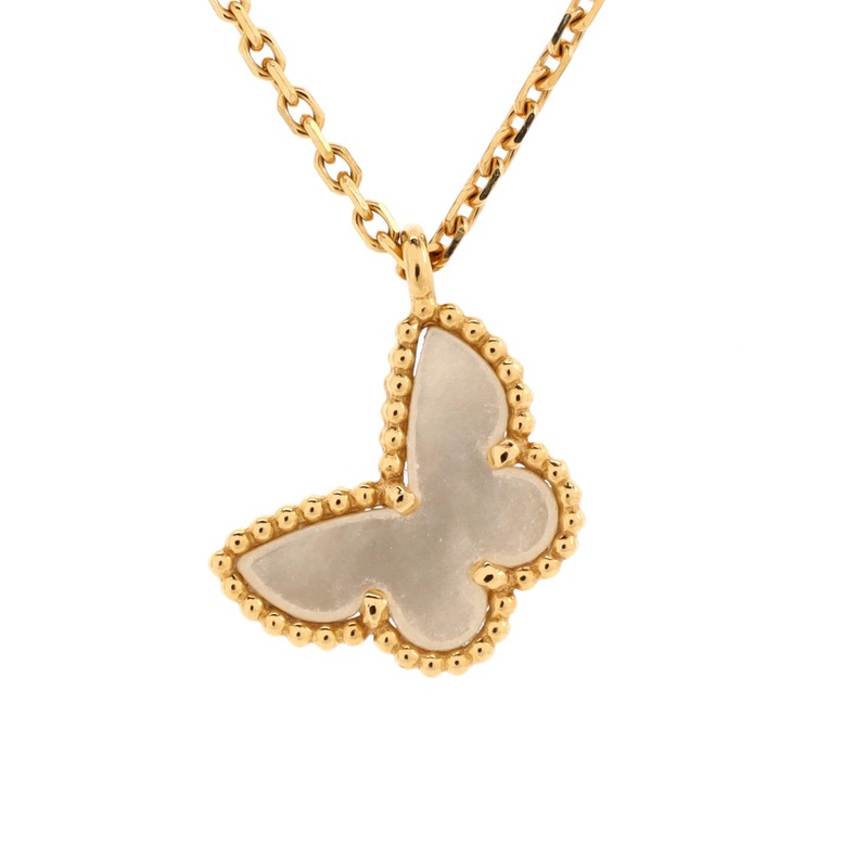 Sweet Alhambra Butterfly Pendant Necklace 18K Yellow Gold and Mother of Pearl S744816650645