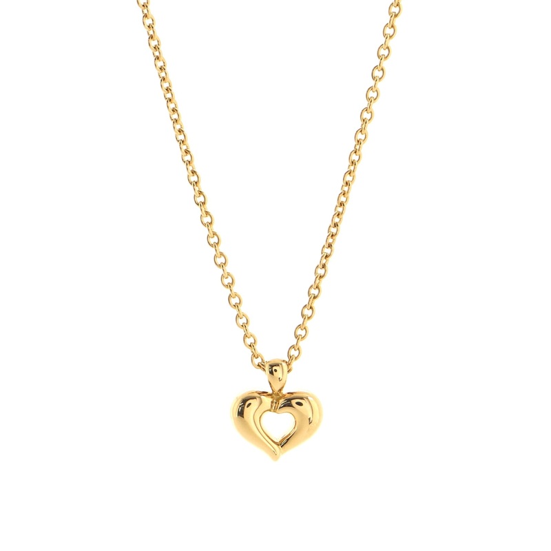 Vintage Heart Pendant Necklace 18K Yellow Gold